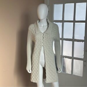 Valerie Stevens Cream Long Cable Knit Cardigan
